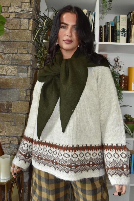 Nora Knit Shawl Khaki